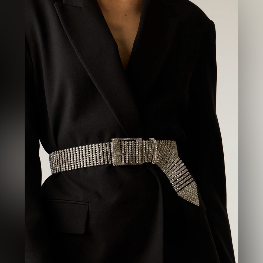 B-low the belt Farah rhinestone silver belt NWT